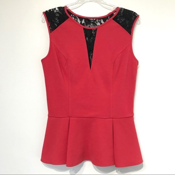 Allen B. By Allen Schwartz Tops - Allen Schwartz red black lace peplum sexy blouse